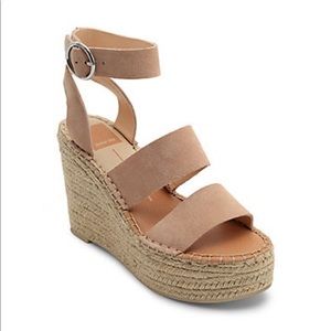 Pinkish/nude espadrille wedge heel